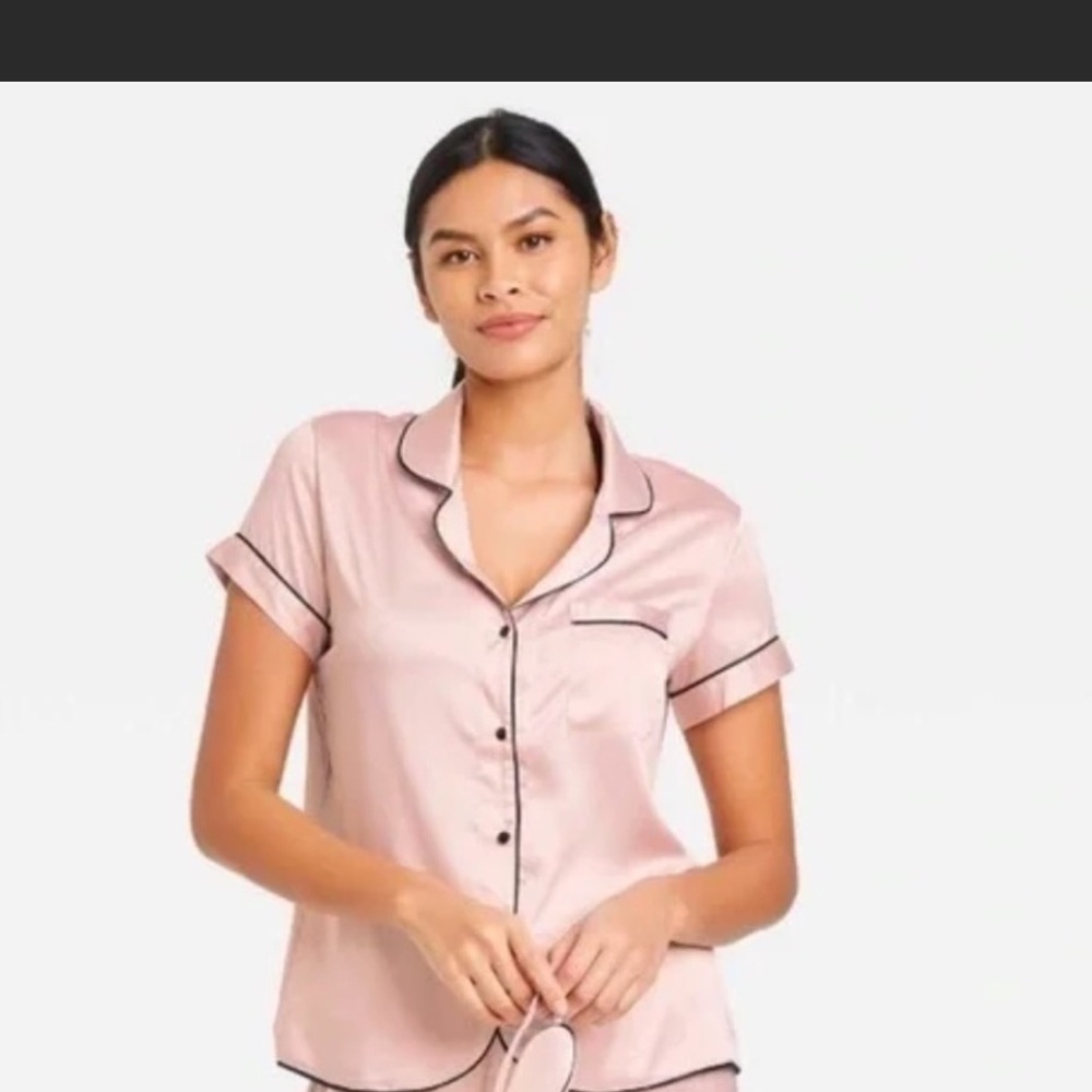Stars above light Pink silky Pajama top Medium